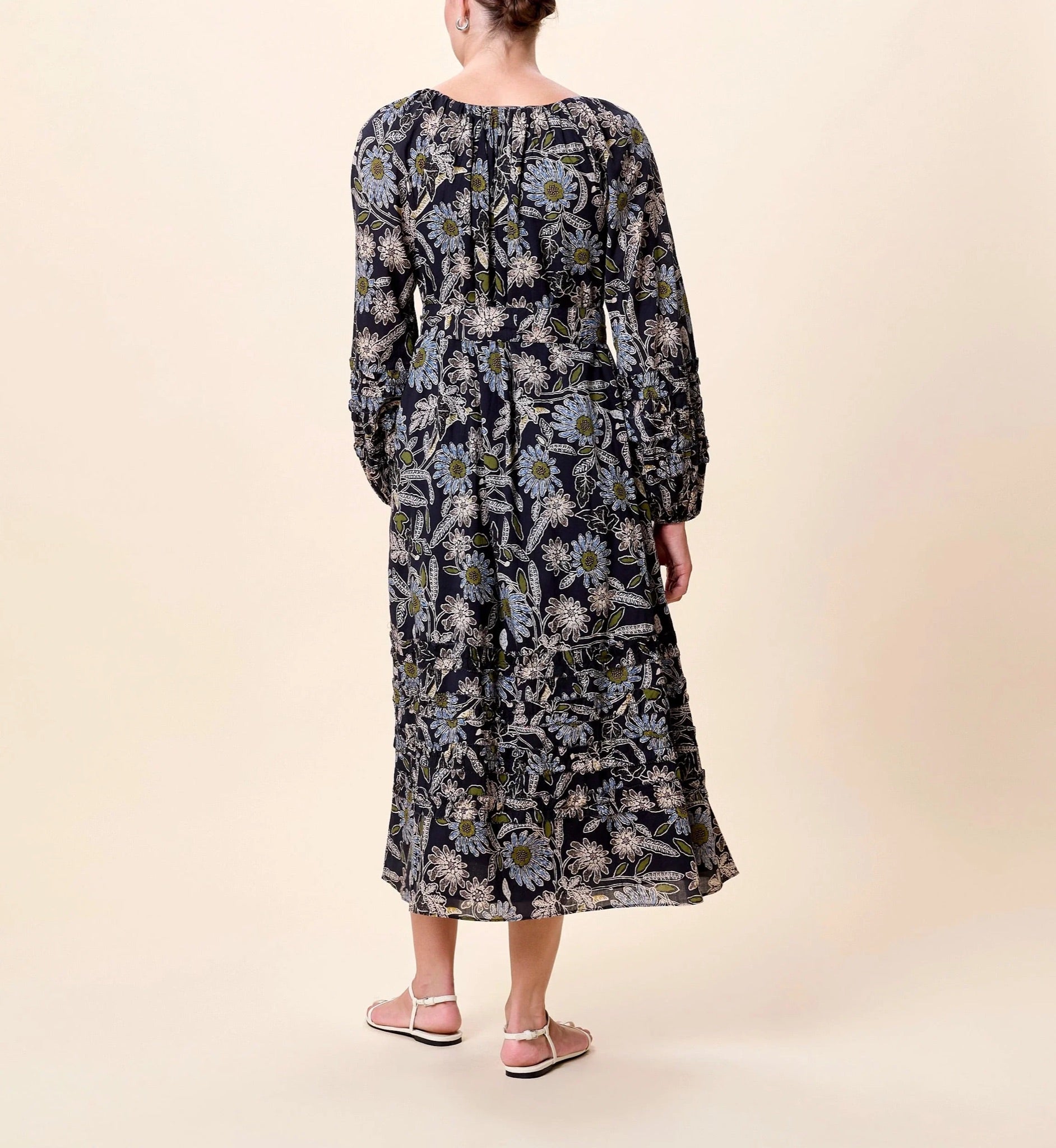 Melinda Midi Dress - Dark Magnolia Floral