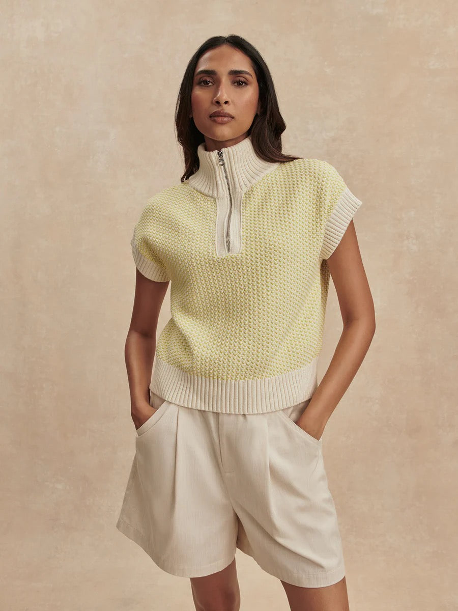 Fowley Knit Top - Snow White/Limeade