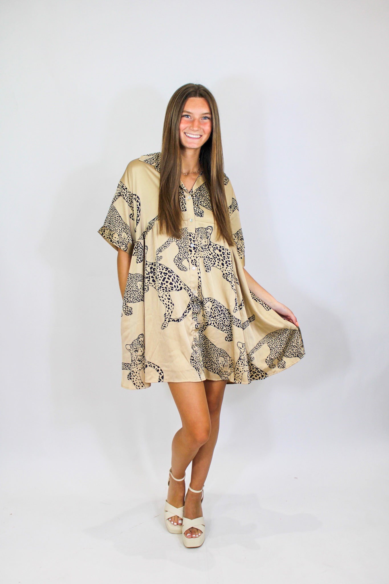 Flowy cheetah clearance dress