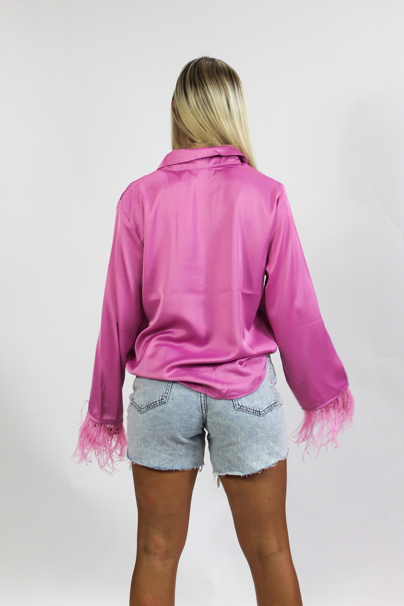 Flirt Feather Blouse - Pink