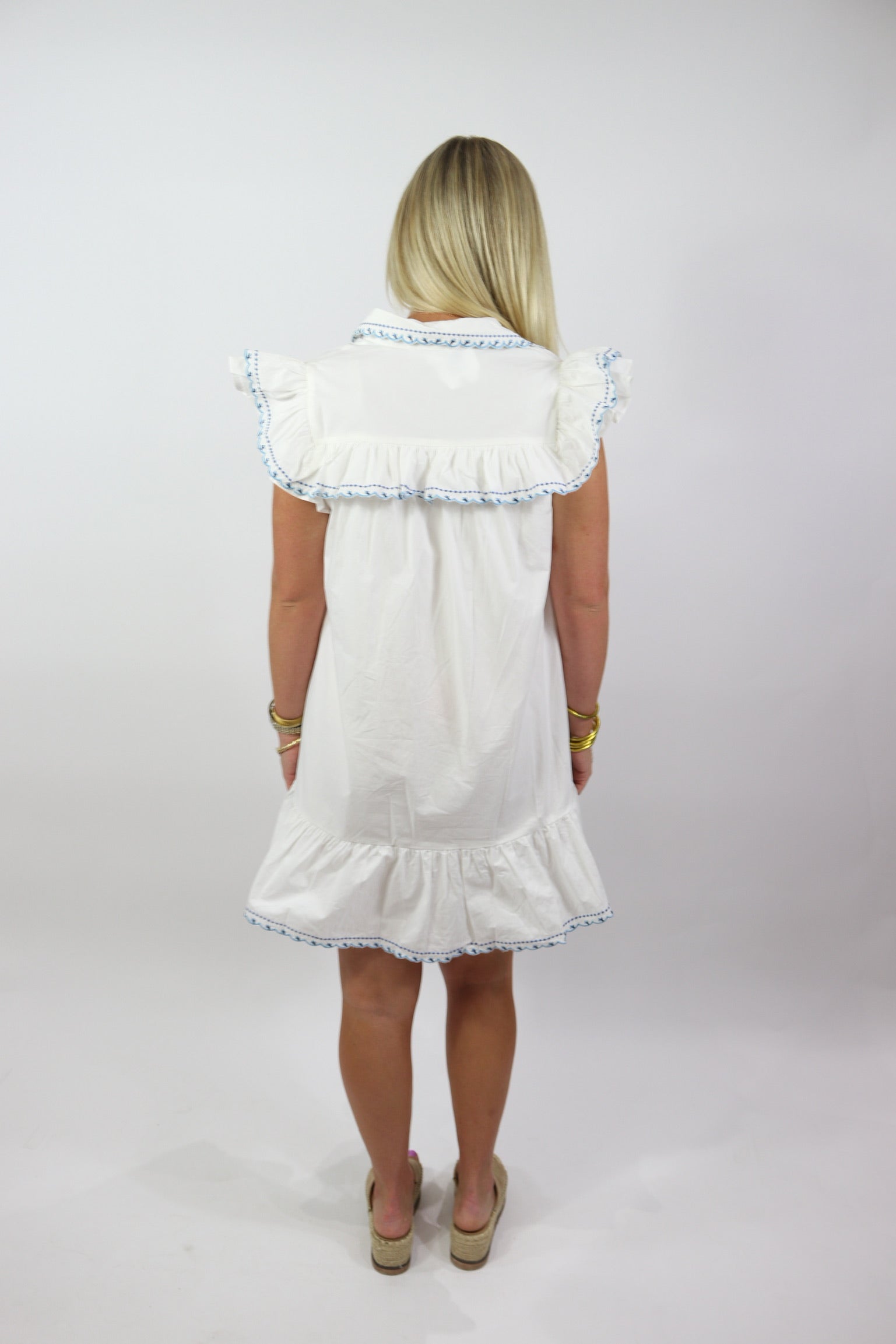 Virginia Blue Ruffled Shift Dress