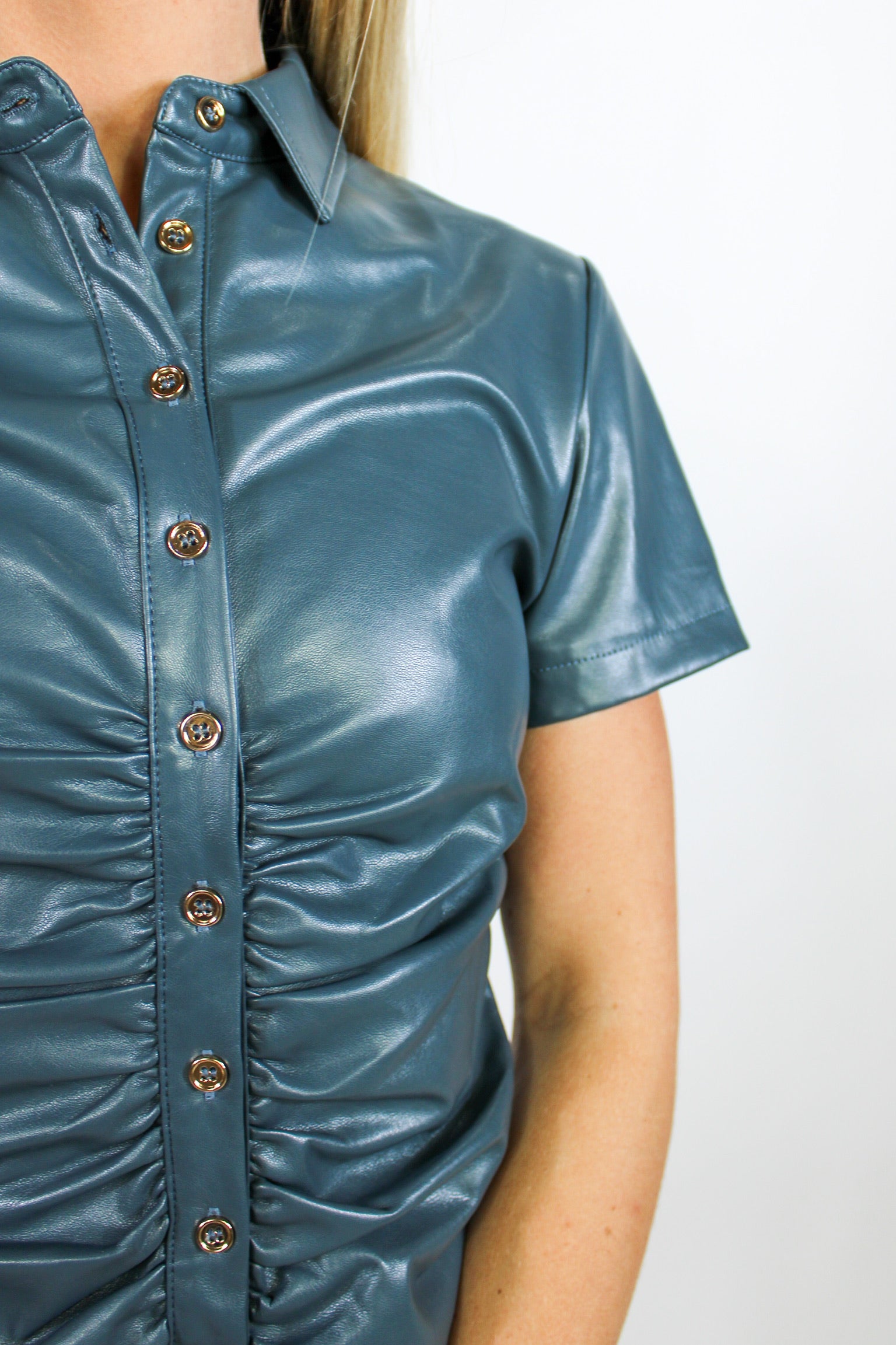 Midnight Blue Leather Mini Dress