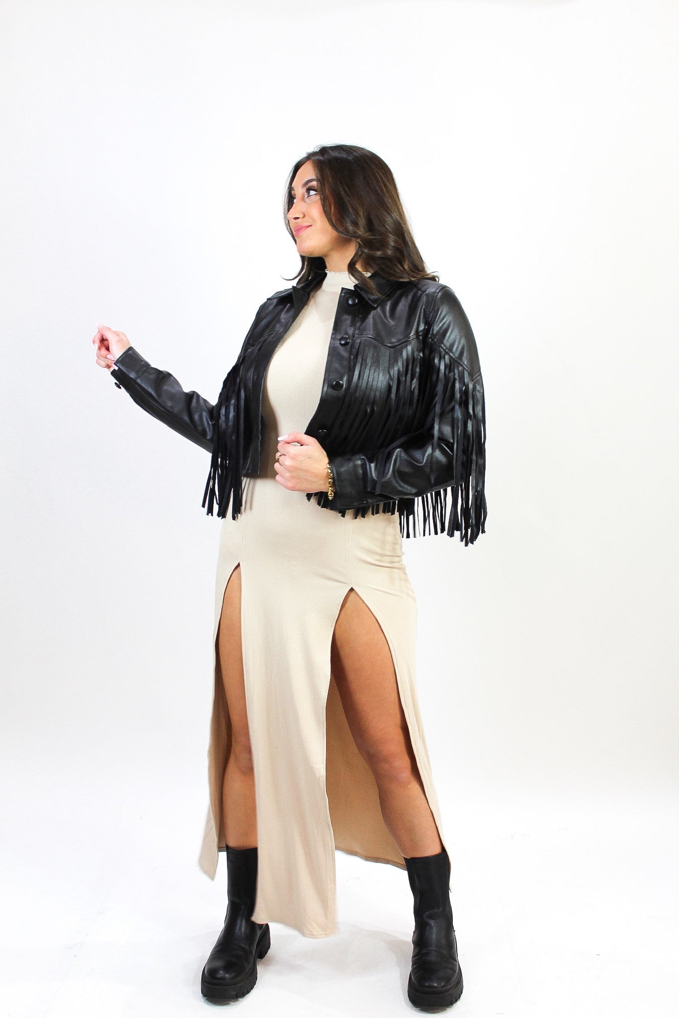 Rip Tassel Leather Jacket