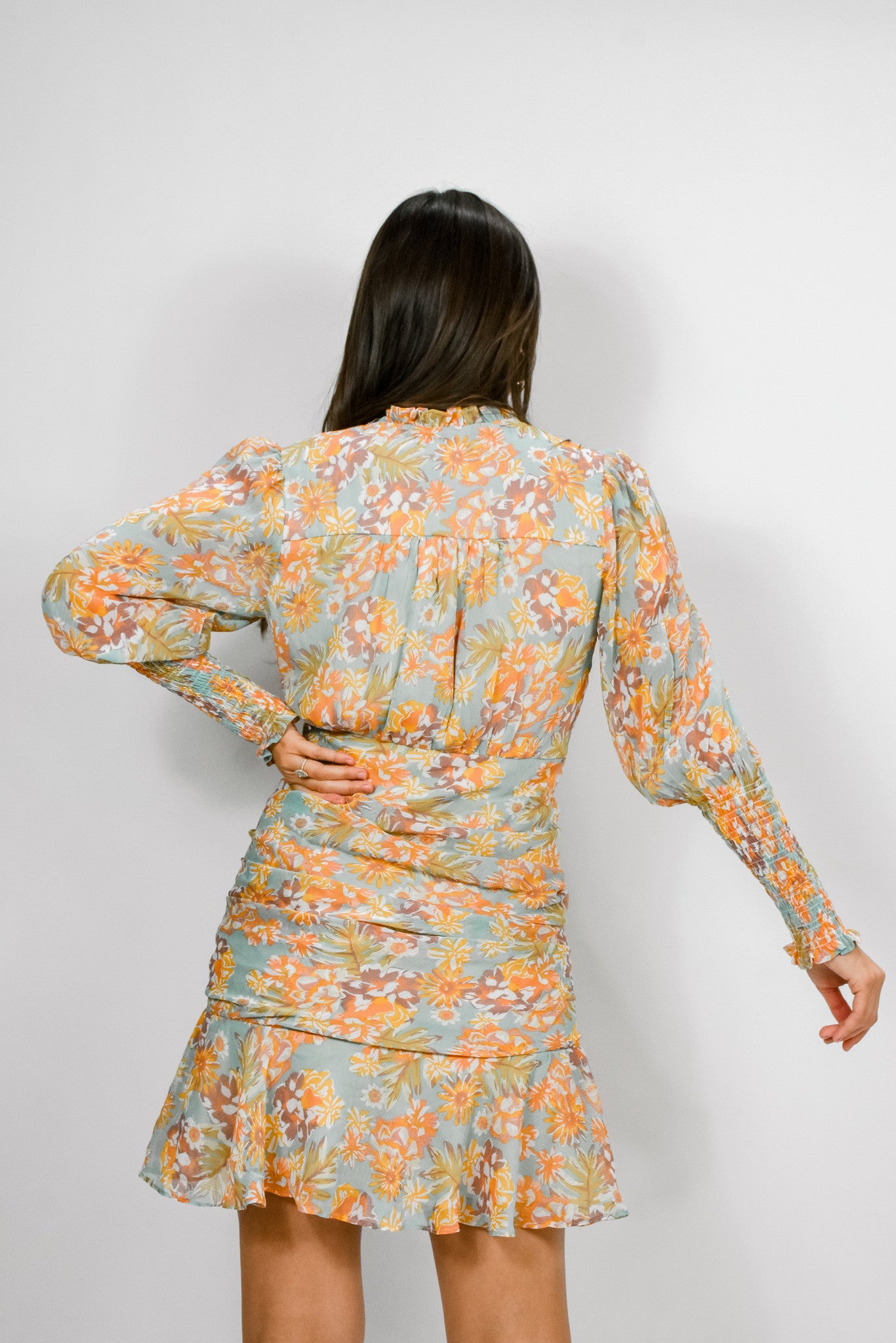 Summer Florals Ruched Dress