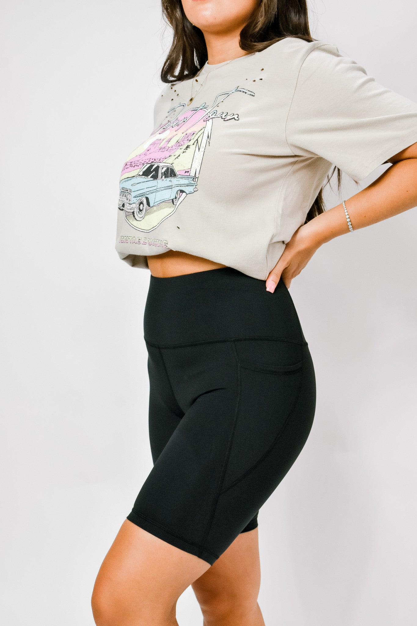 Track Star Biker Shorts - Black