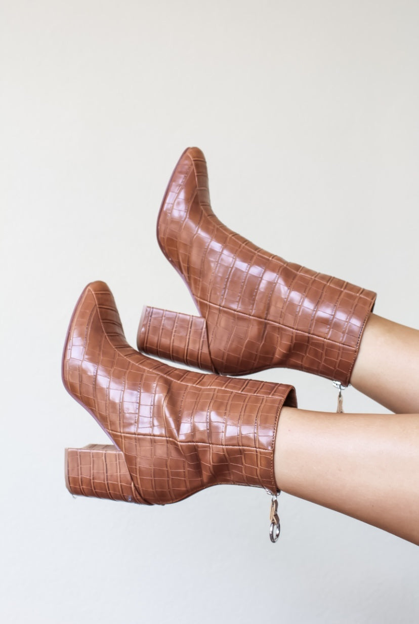 Croc block heel on sale boots