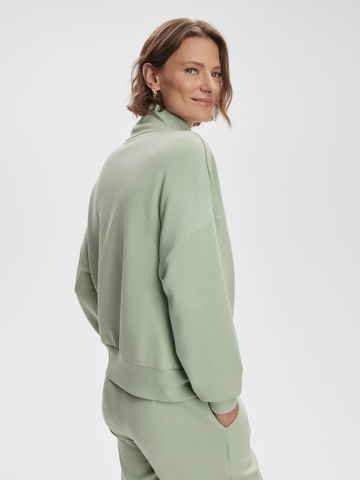 Hawley Half Zip Sweat - Snow Sage