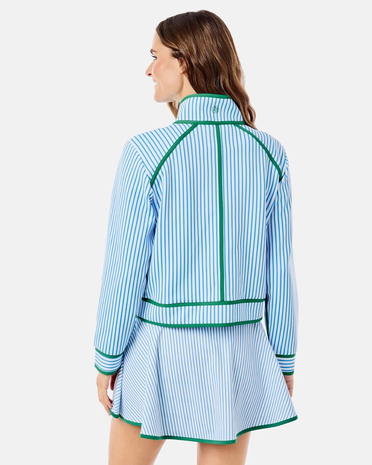 Bainbridge Quarter Zip Sweatshirt - Bluejay Stripe/Evergreen