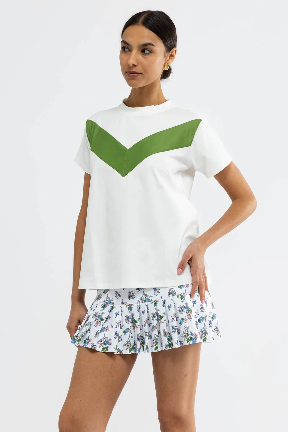 Bodie Tee - White/Olive Green
