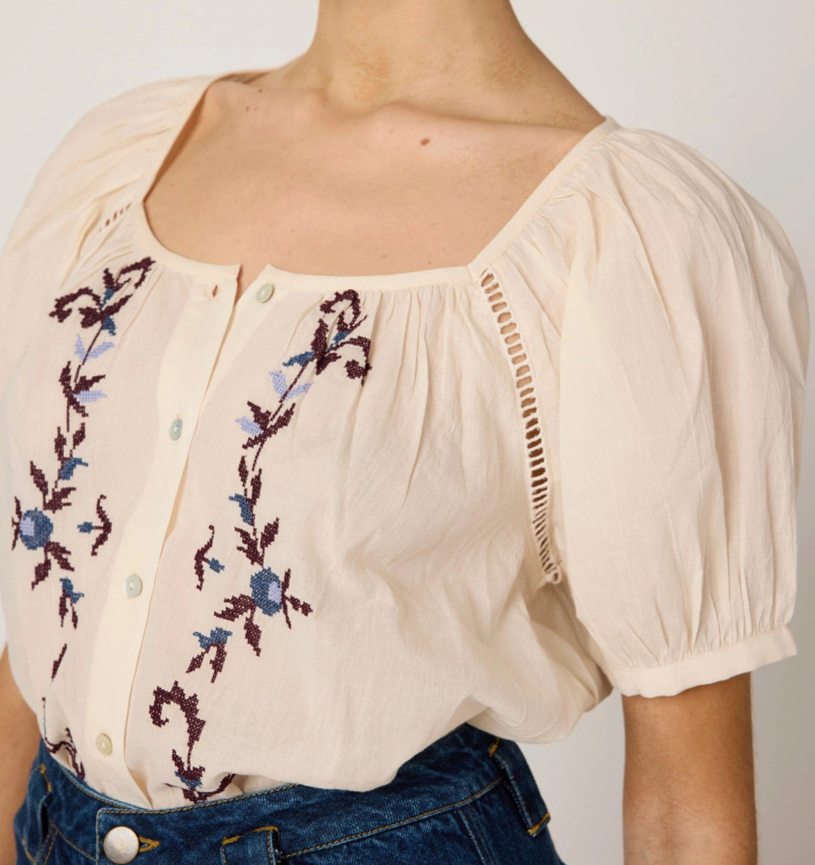 The Adeline Blouse - Ivory Multi