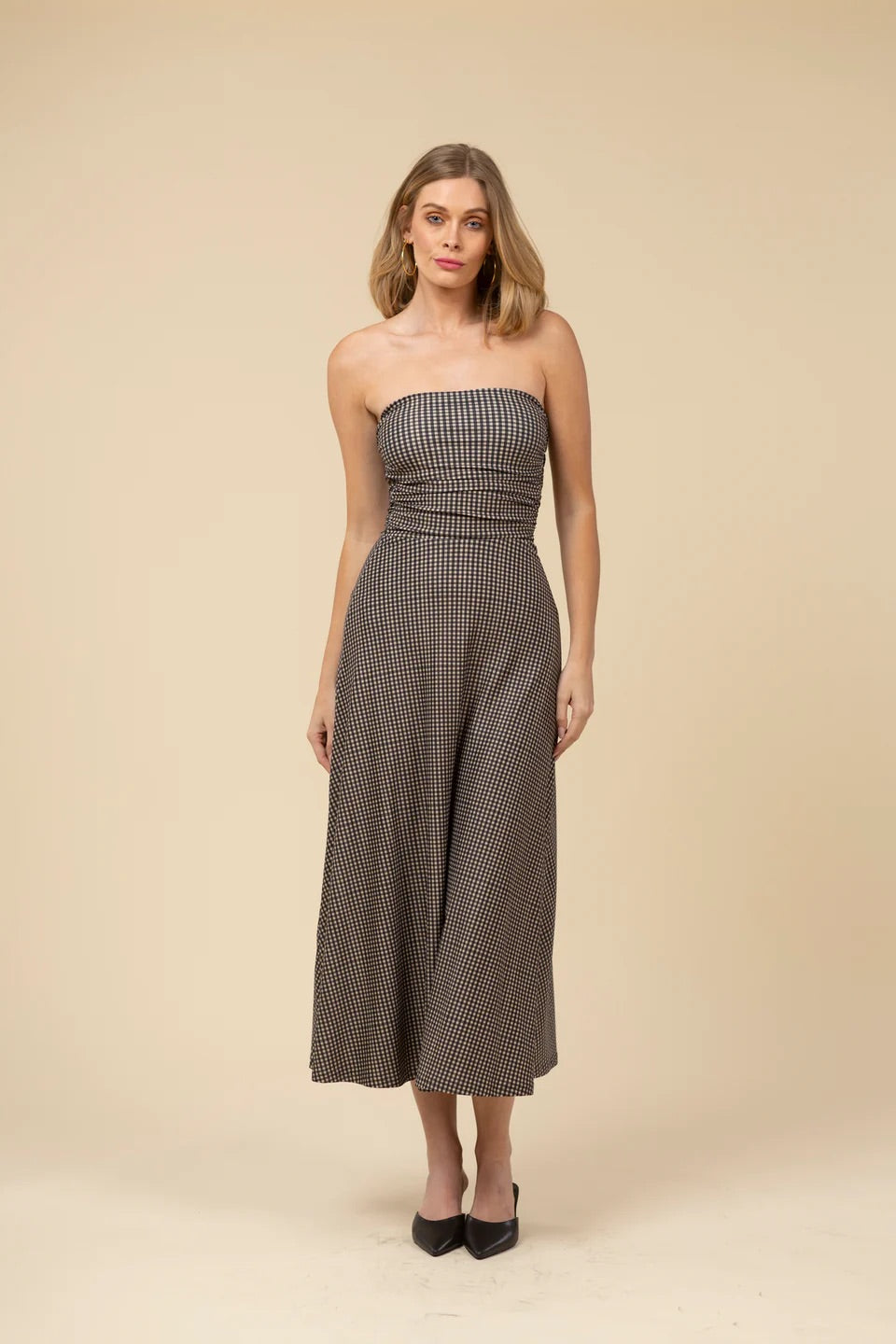 The Gloria Dress - Black Beige Gingham