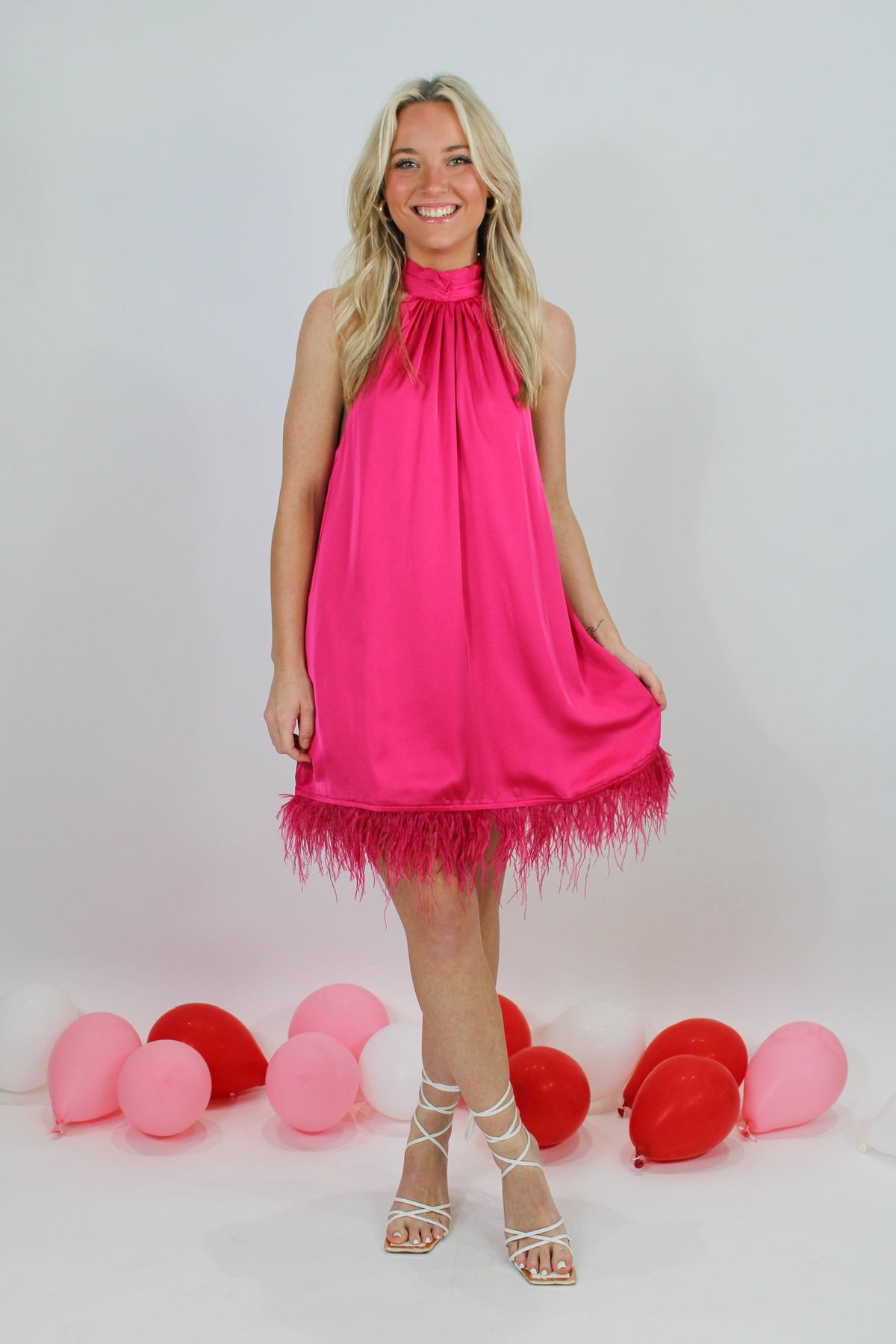 Flirty Feather Pink Dress MEDIUM