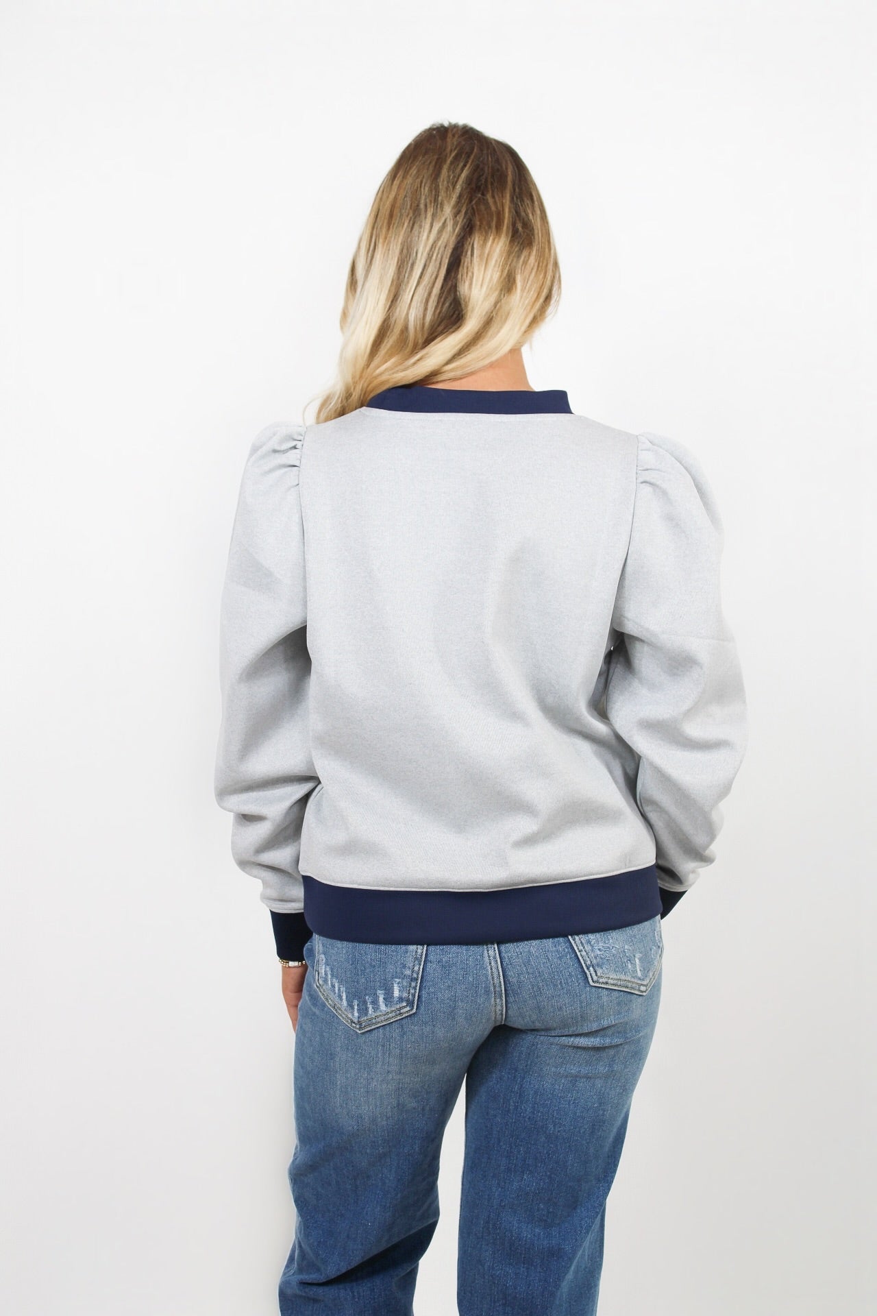 The Peggy Sweatshirt - Heather Gray/Navy
