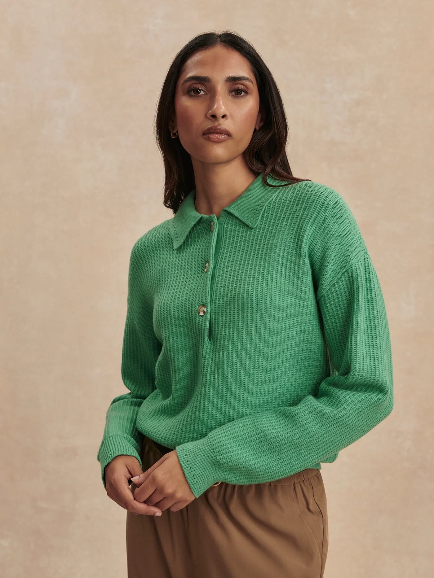 Marlie Polo Knit Sweater - Green Spruce