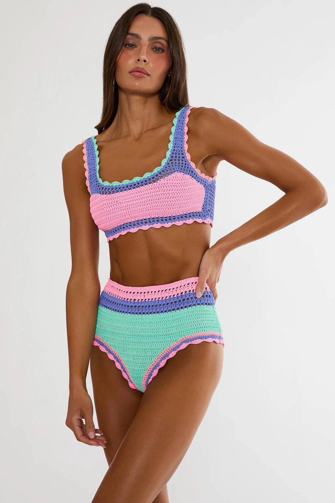 Karmen Bottom Sea Breeze Crochet by BEACHRIOT, featuring a stylish crochet design in a sea breeze color, perfect for beachwear.