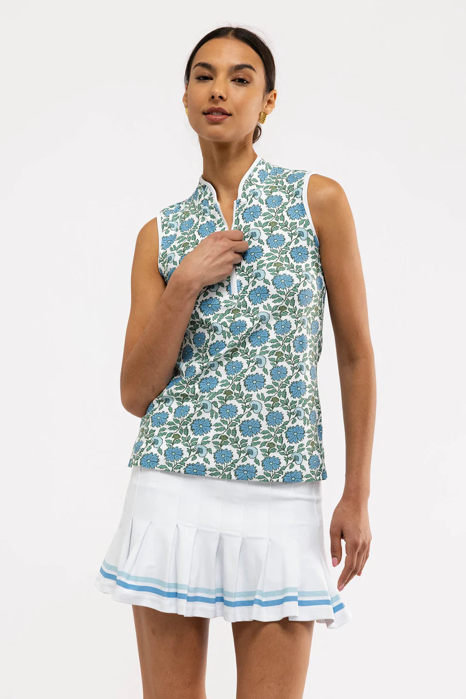 Smith & Quinn Kennedy Top in Seasalt Floral print, lightweight fabric with a relaxed fit and vibrant floral design.