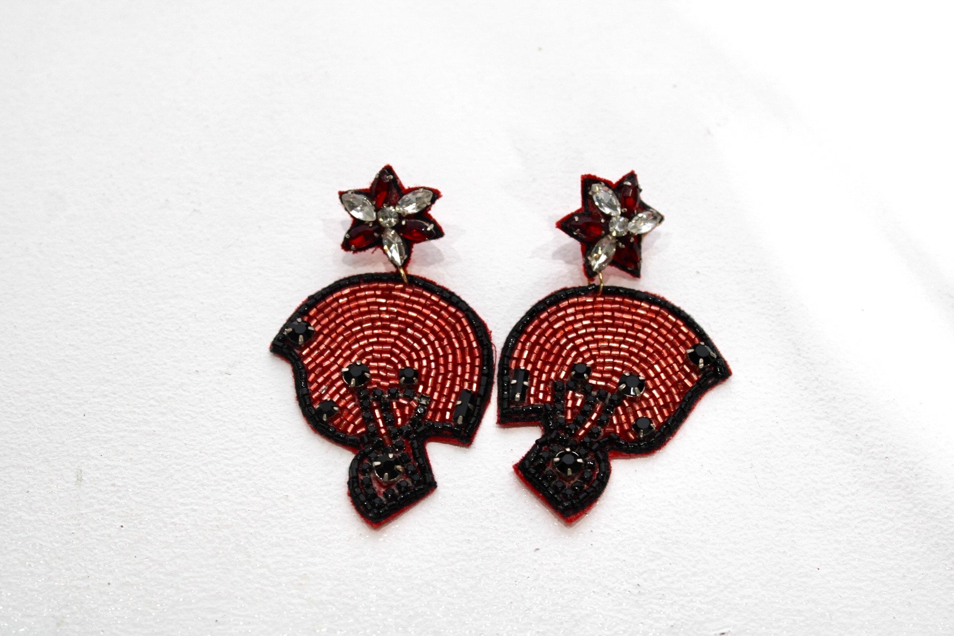 Beaded Football Helmet Earring