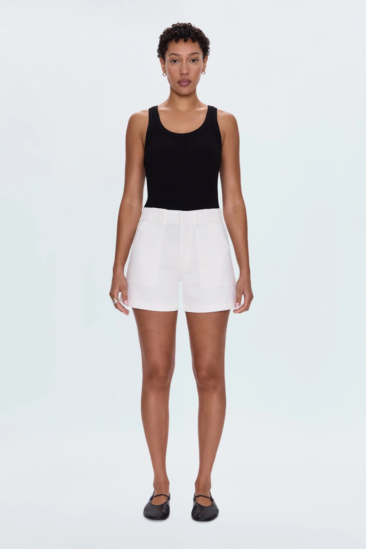 Marissa High Rise Utility Short - White