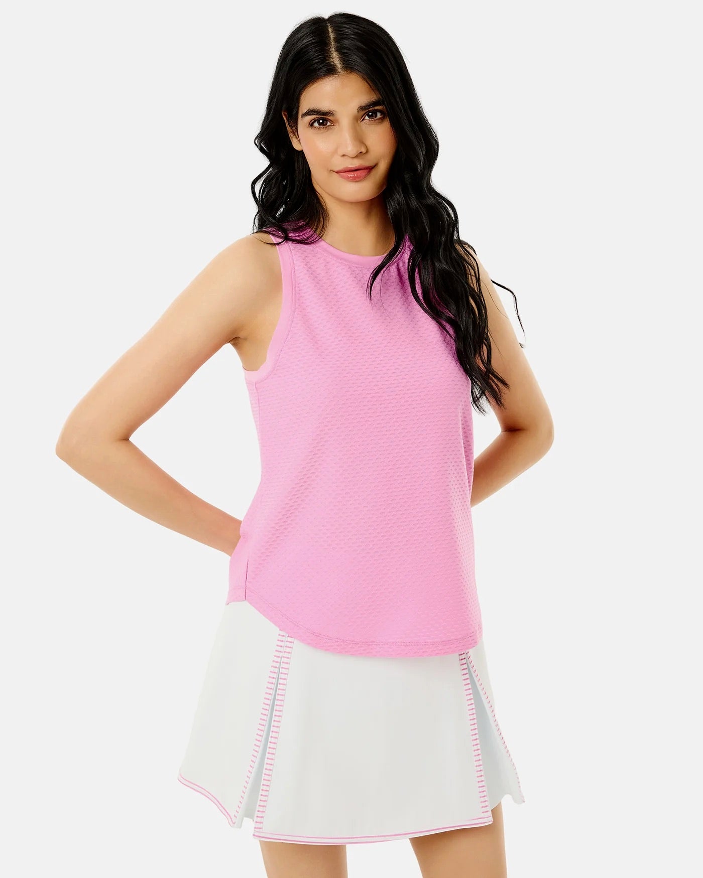 Addison Bay Everyday Tank in orchid color, lightweight sleeveless top with a relaxed fit and soft fabric for casual wear.