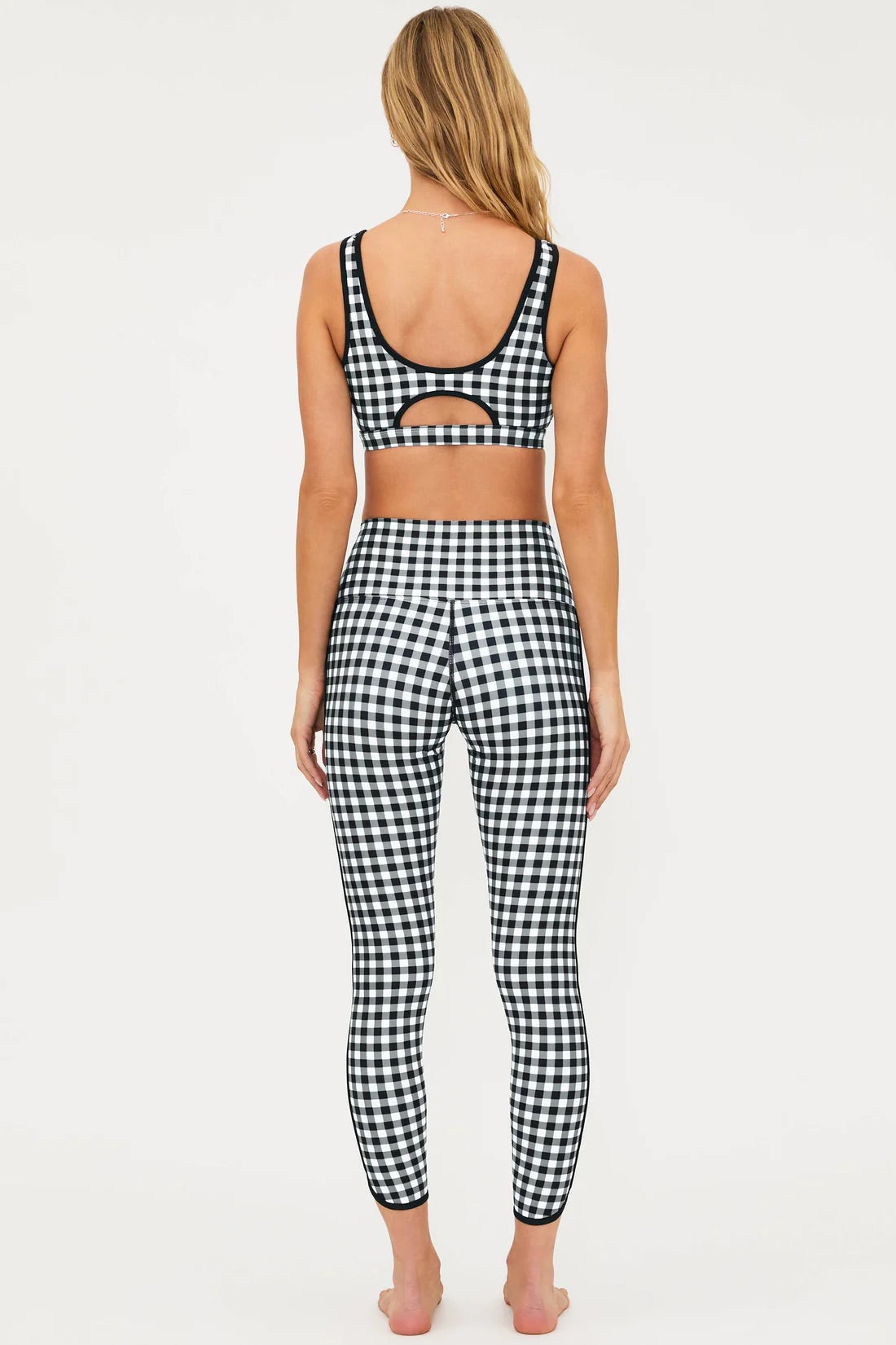 BEACHRIOT Rella Legging in Slate Gingham fabric, featuring a fitted design with a stylish checkered pattern.