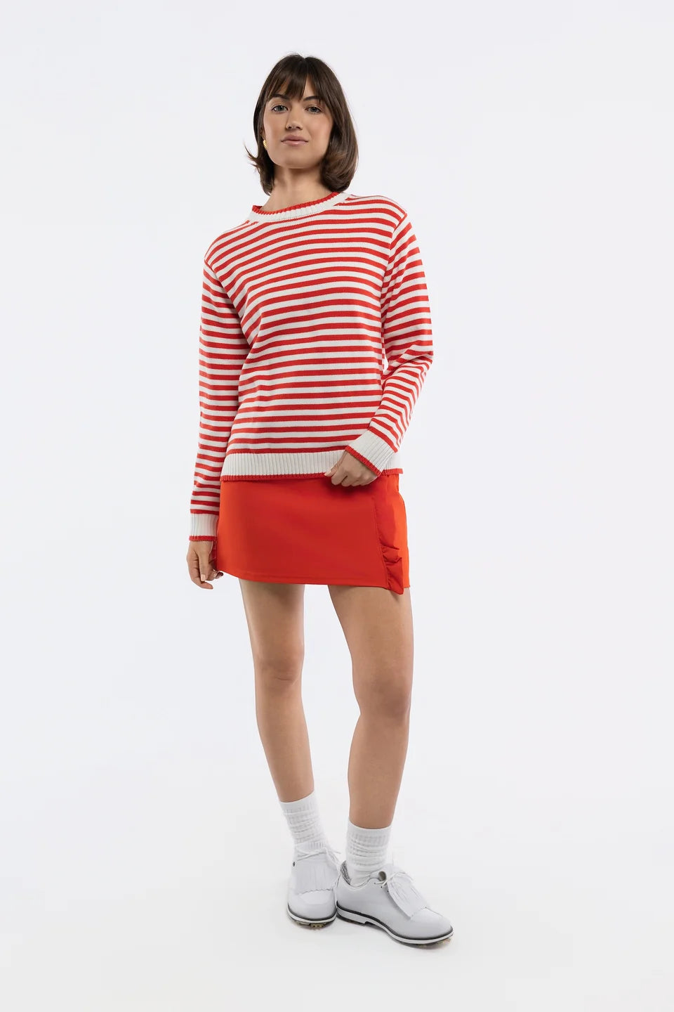 The Autumn Sweater - Tomato/Cream Stripe