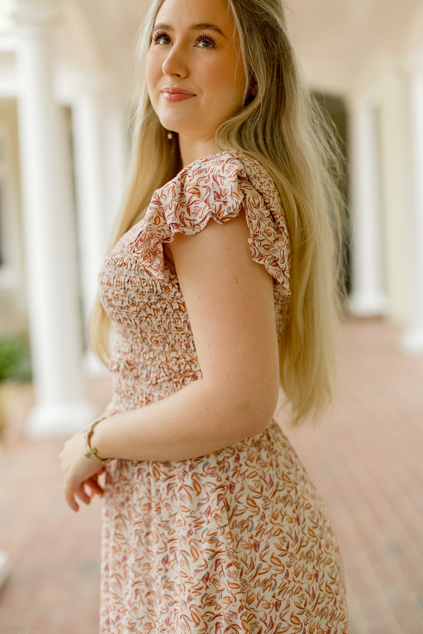 Narmeen Midi Dress by CLEOBELLA featuring a flowing silhouette, soft fabric, and elegant design in a neutral color.