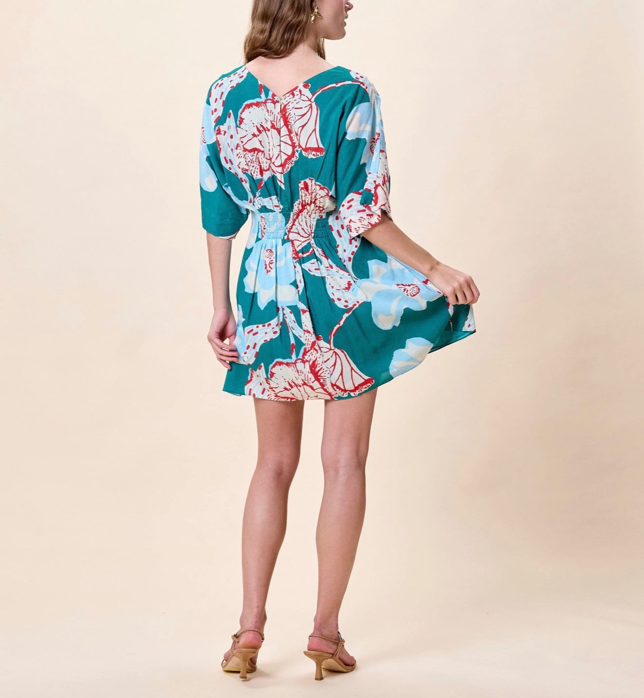 CLEOBELLA Dina Mini Dress in La Rouge North Sea, vibrant red sleeveless summer dress with a fitted silhouette and ruffle accents.
