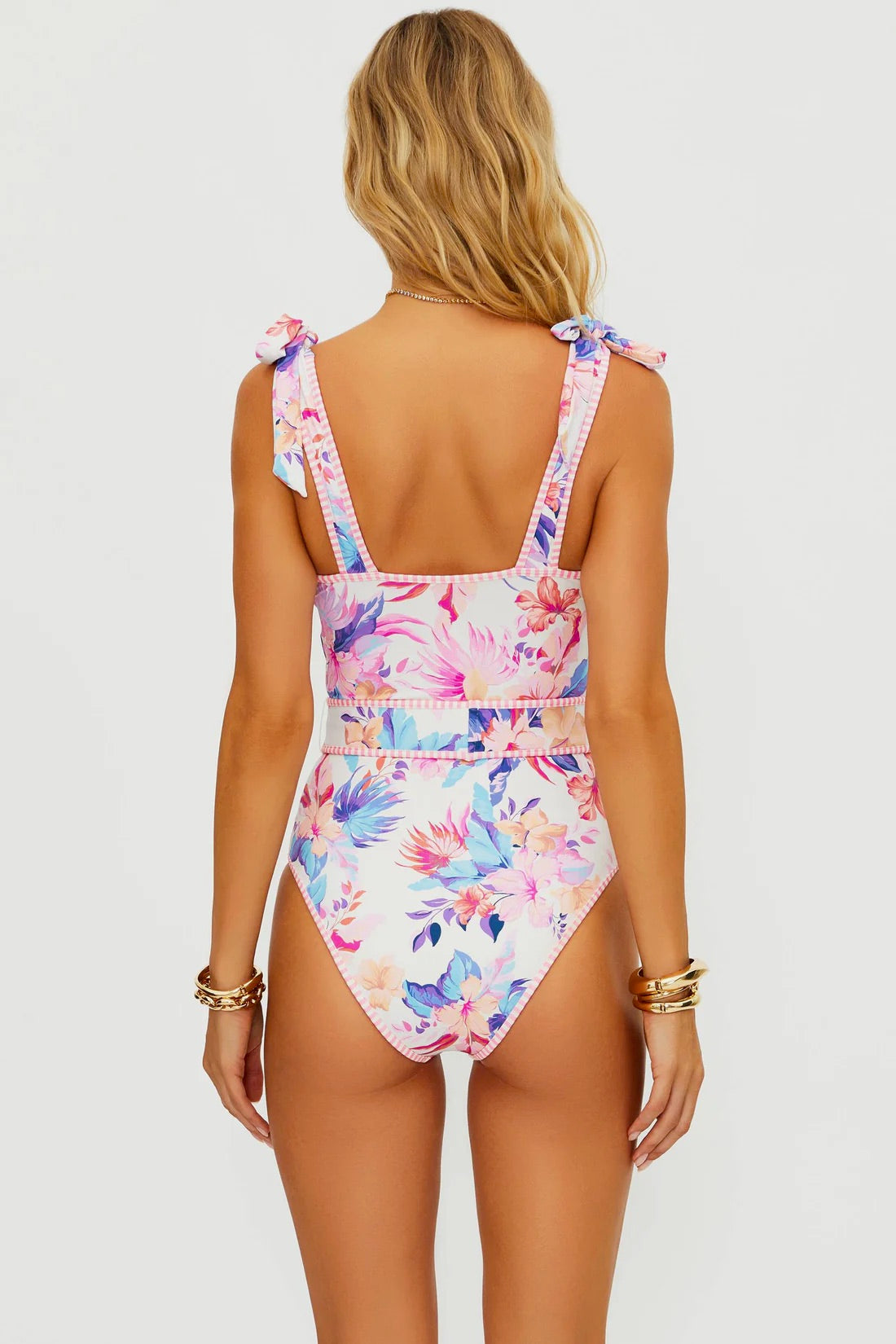 Beachriot Sydney One Piece swimsuit with hibiscus garden print, featuring vibrant floral design and supportive fit.
