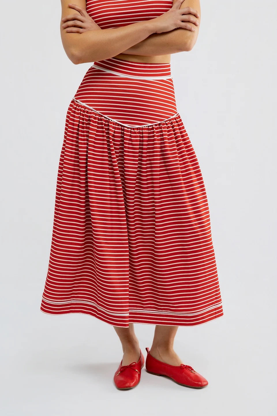 The Theodora Skirt - Strawberry Stripe