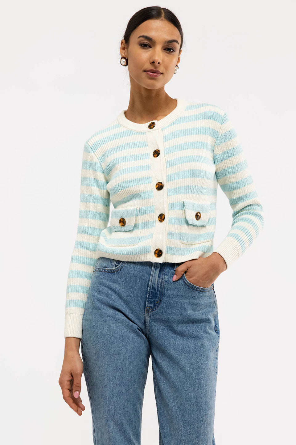 The Laurel Sweater - Cream/Seasalt Stripe