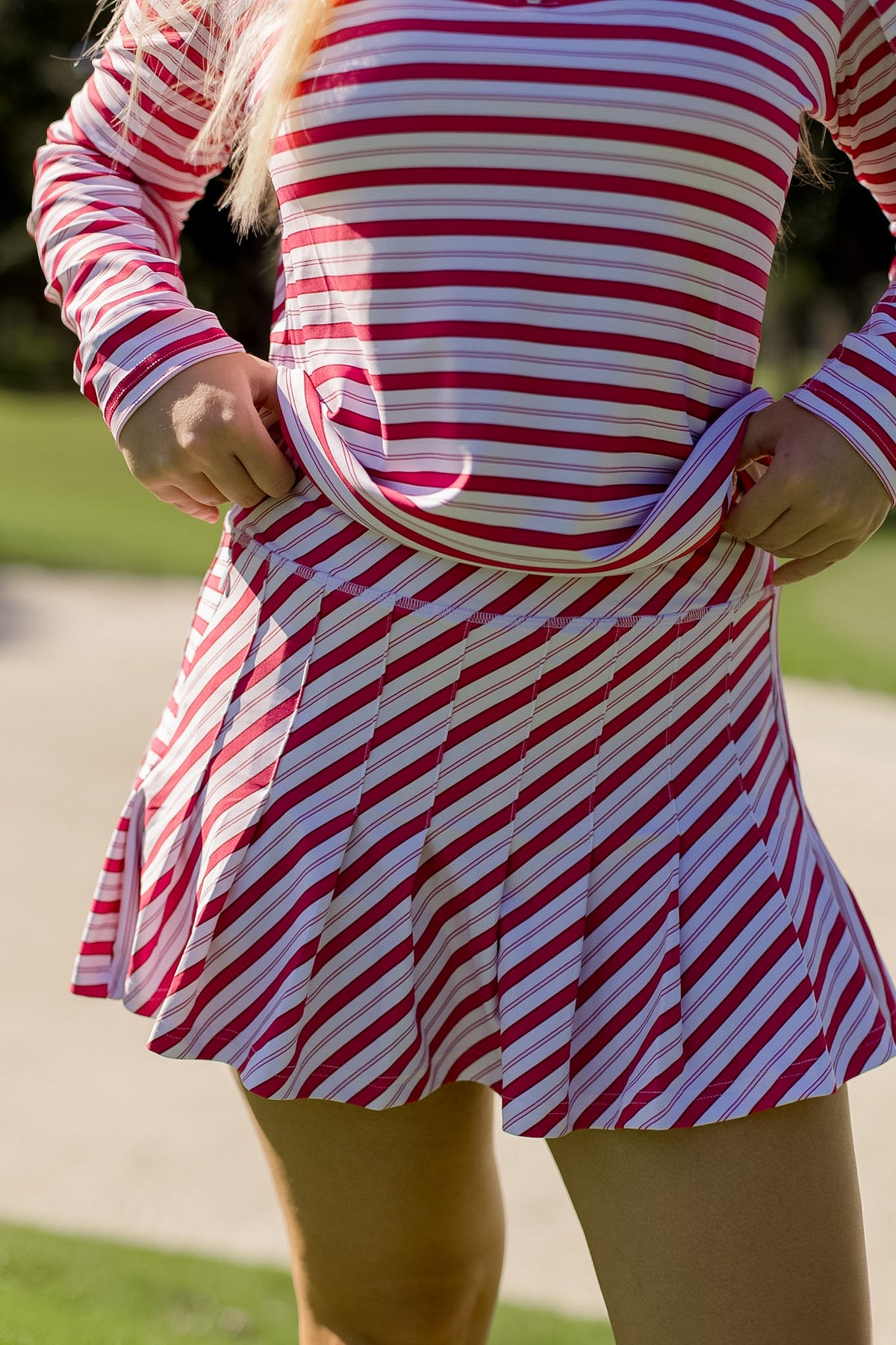Grey Skort - Raspberry Dew Stripe