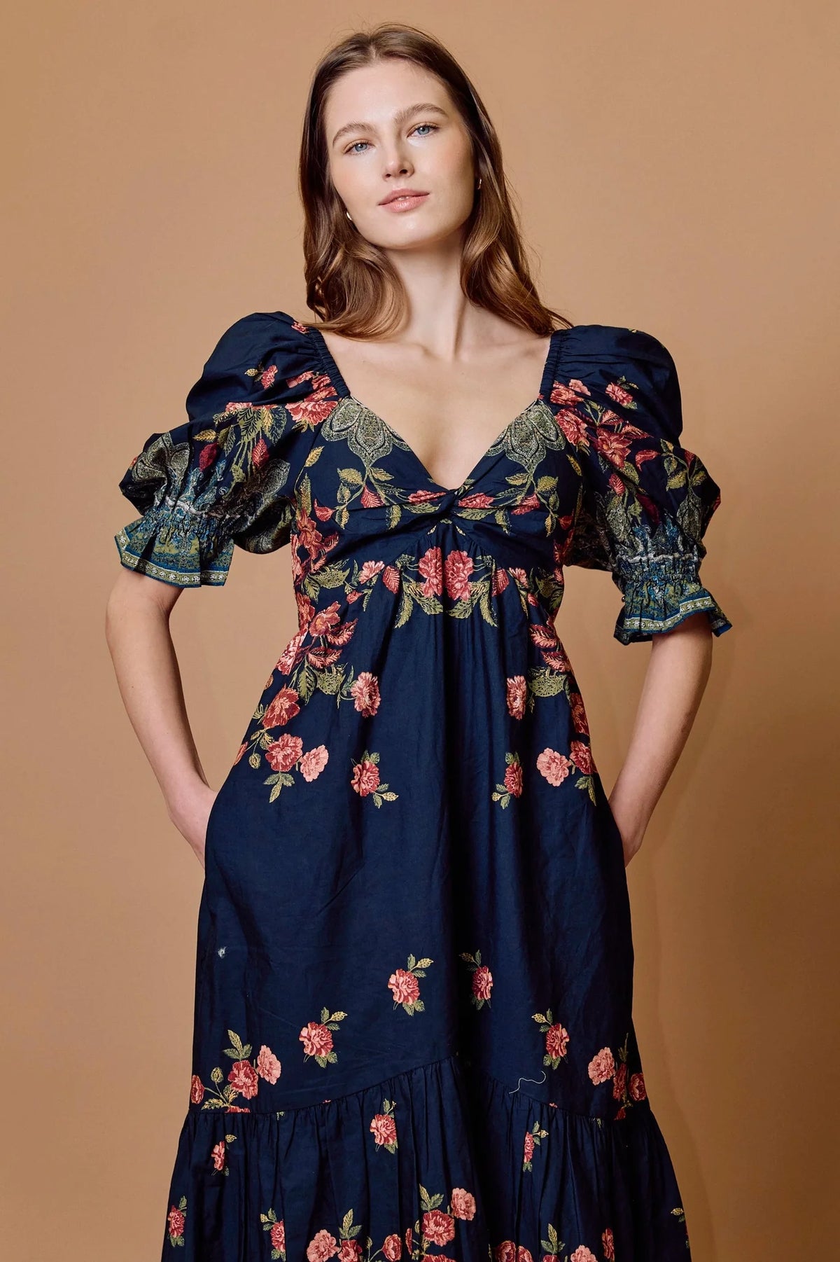 CLEOBELLA Jewel Ankle Dress from Eglantine featuring a fitted silhouette, intricate jewel embellishments, and elegant ankle-length design.