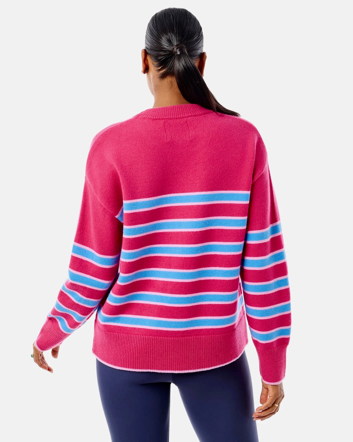 Carlyle Crewneck Sweater - Berry/Bluejay Stripe