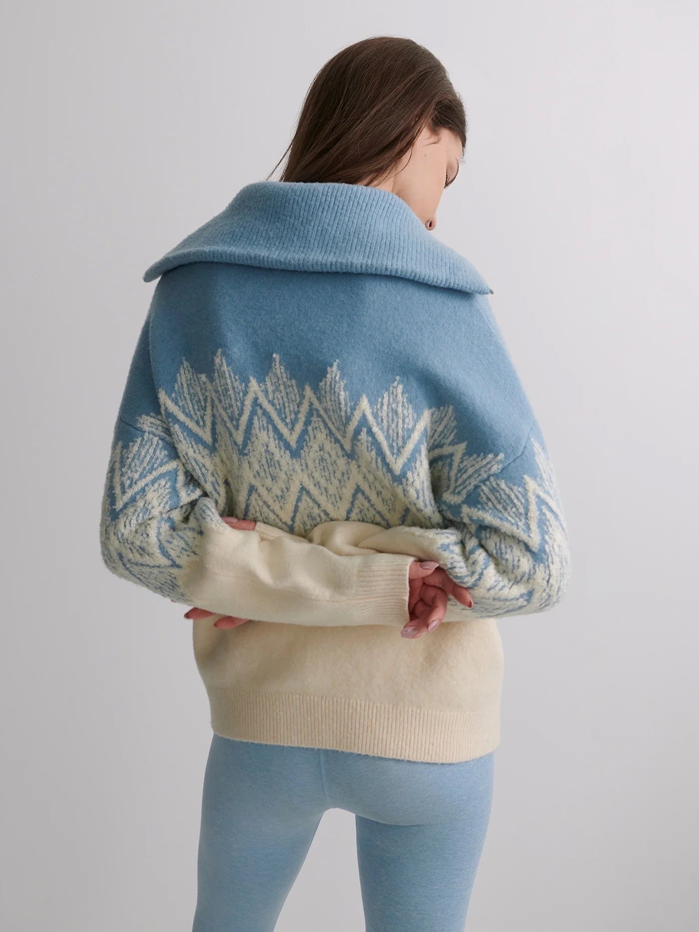 Hedda Fairisle Half Zip - Ashley Blue
