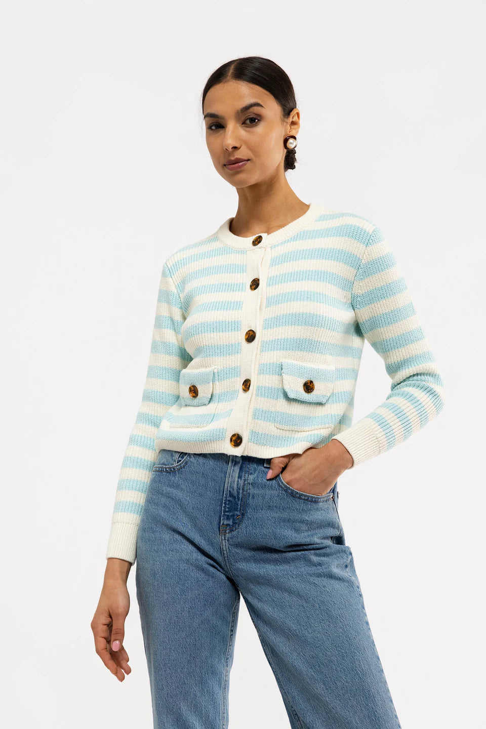 The Laurel Sweater - Cream/Seasalt Stripe