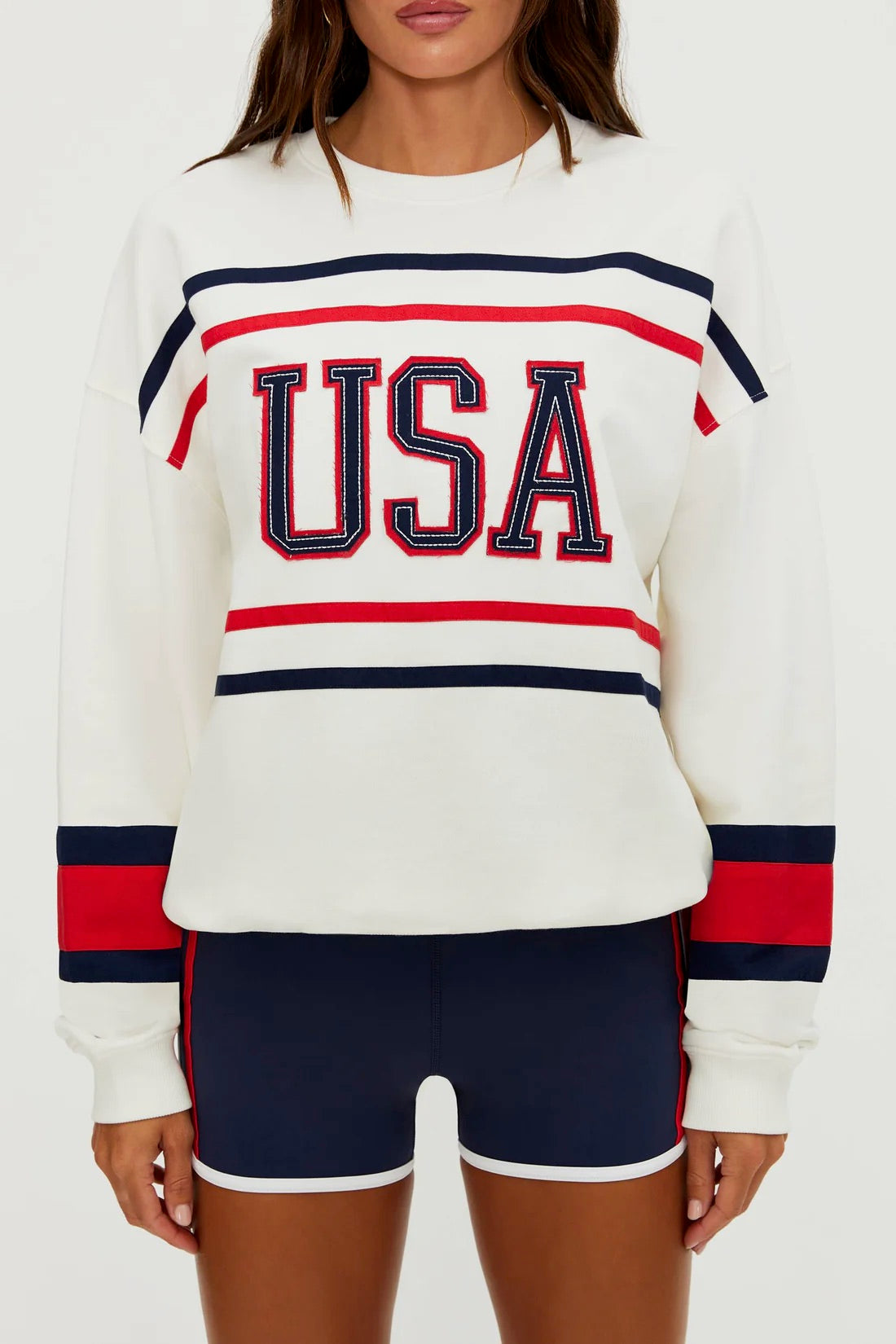 BEACHRIOT Devyn oversized sweatshirt with firework-inspired colorblock design, featuring a relaxed fit and vibrant color accents.
