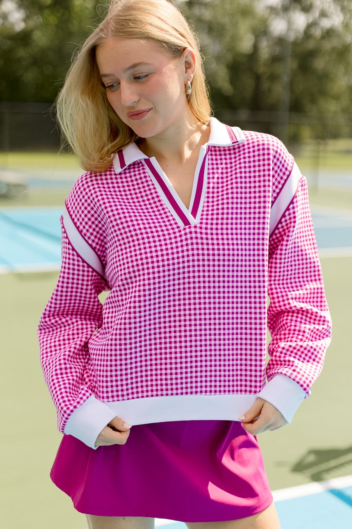 Pitch Rugby Sweatshirt - Plum Gingham