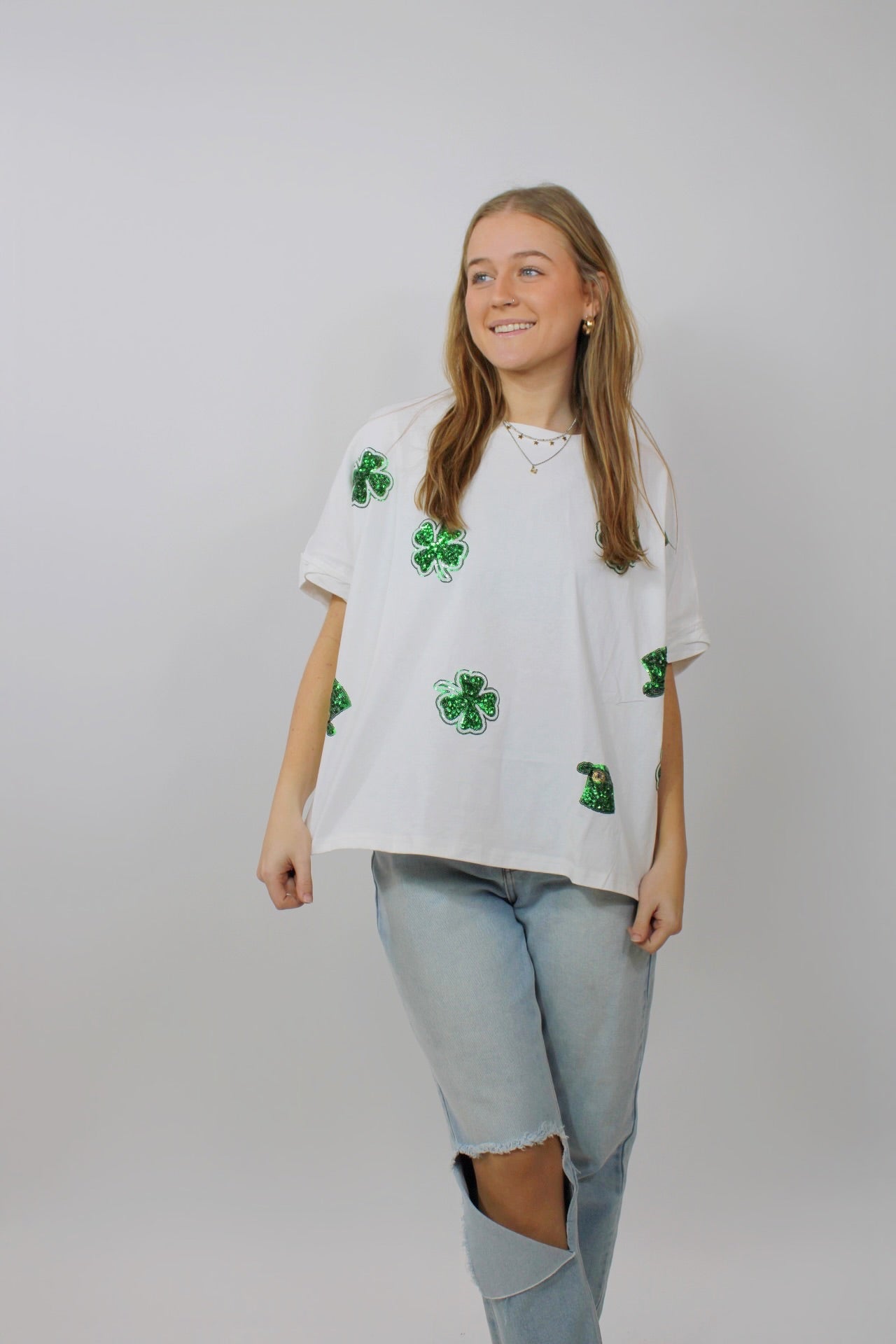 Lucky Me Sequin Patch Tee