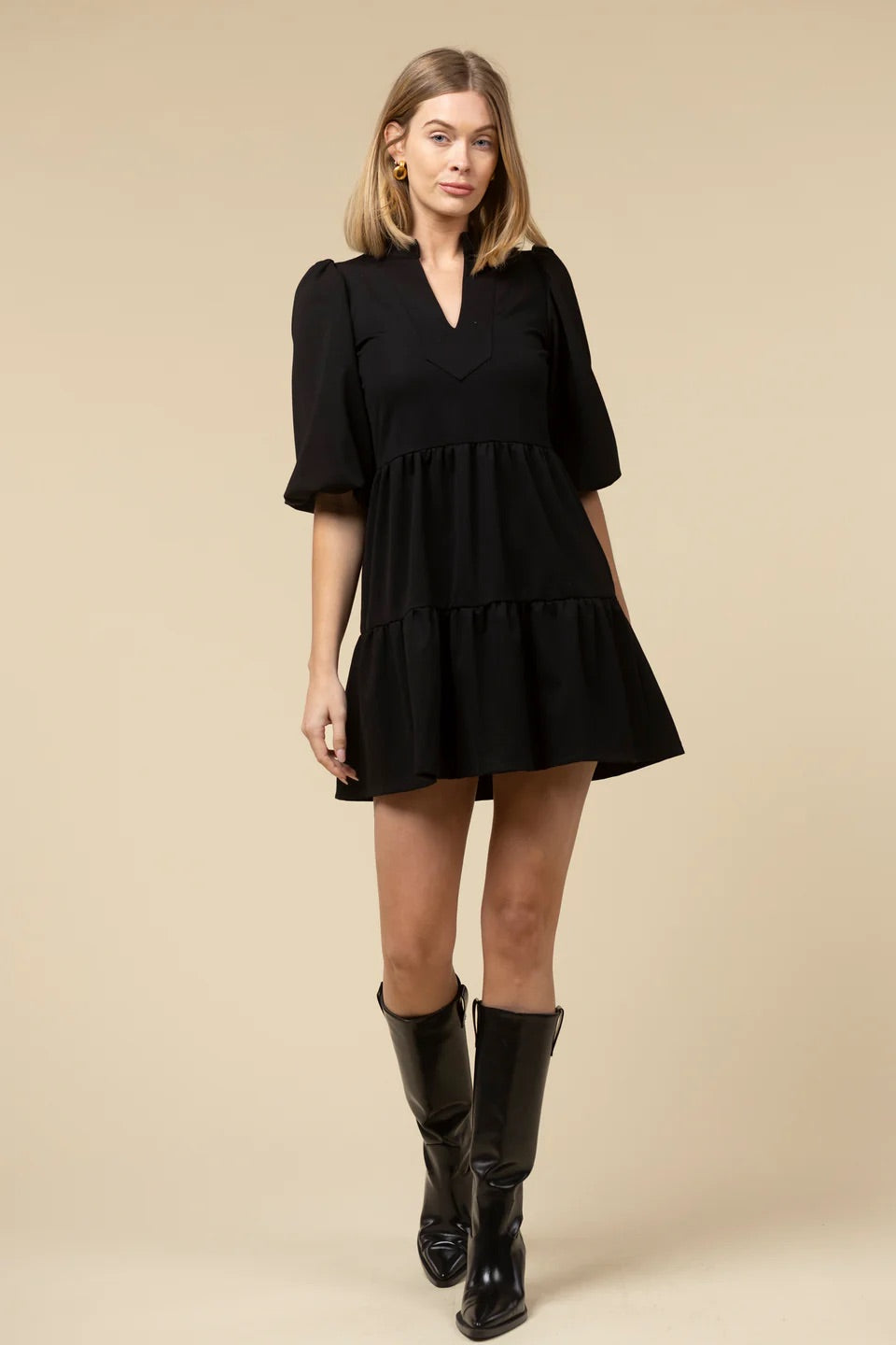 The Tory Ponte Mini Dress - Black
