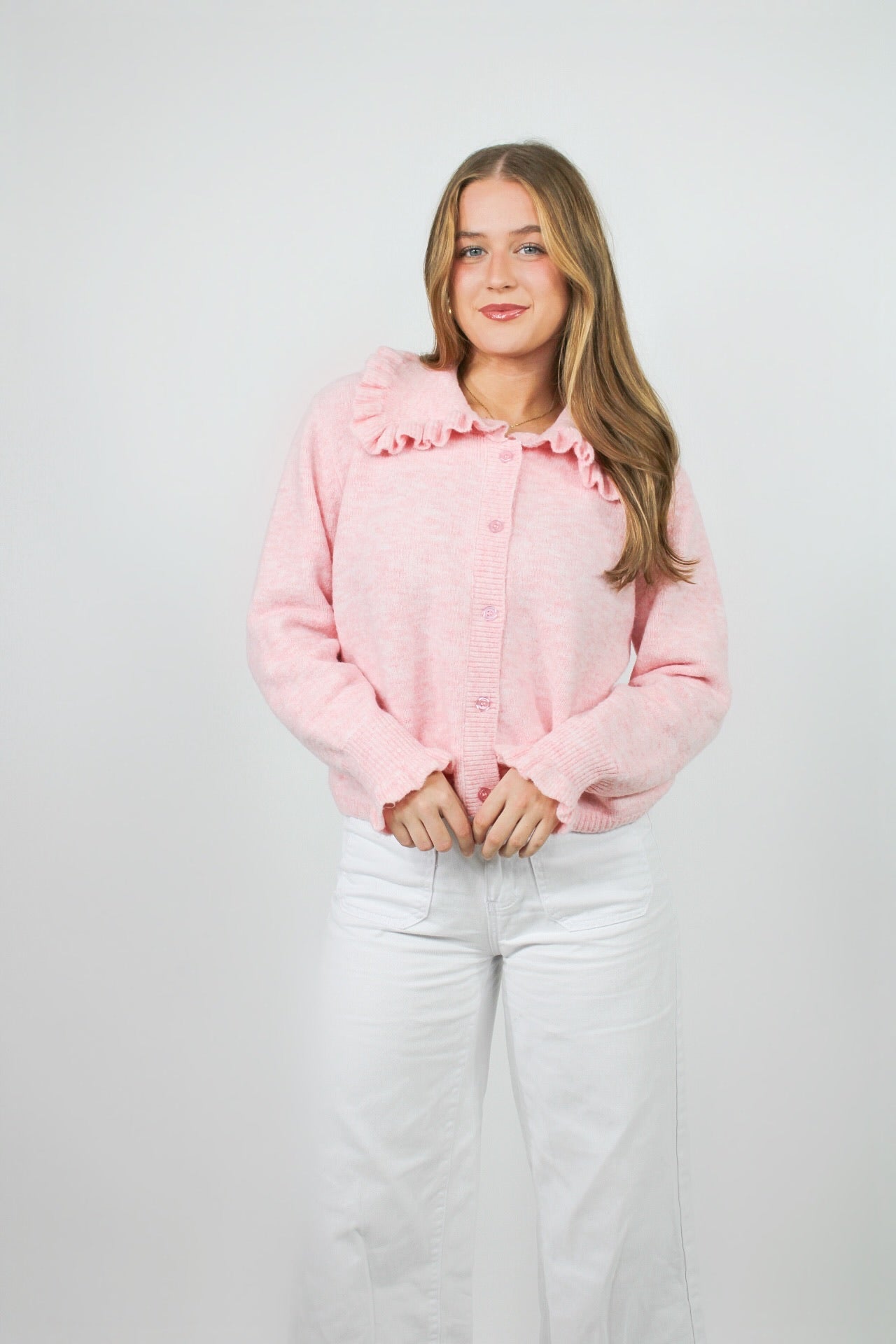 The Blush Ruffle Knit Top