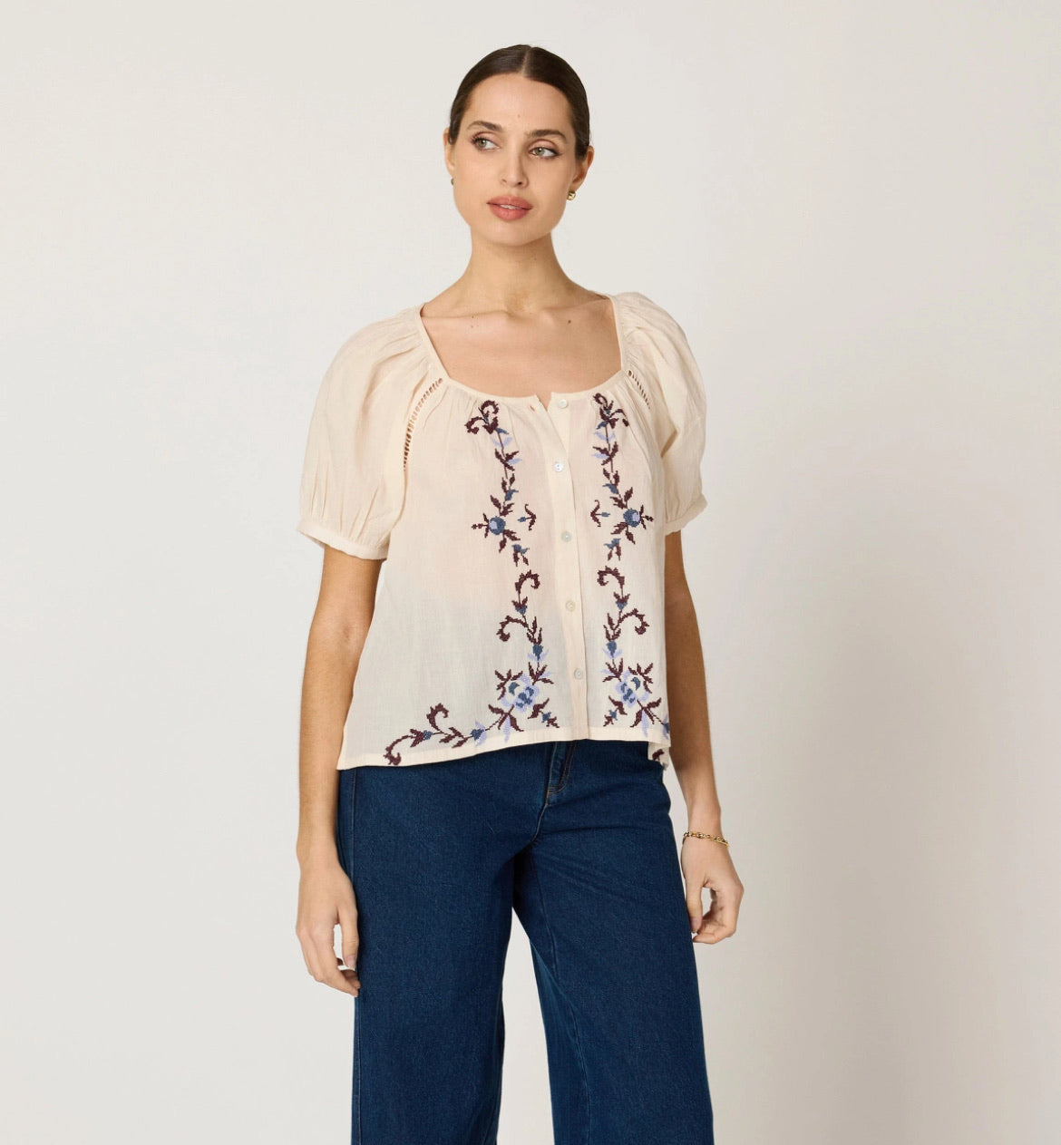 The Adeline Blouse - Ivory Multi