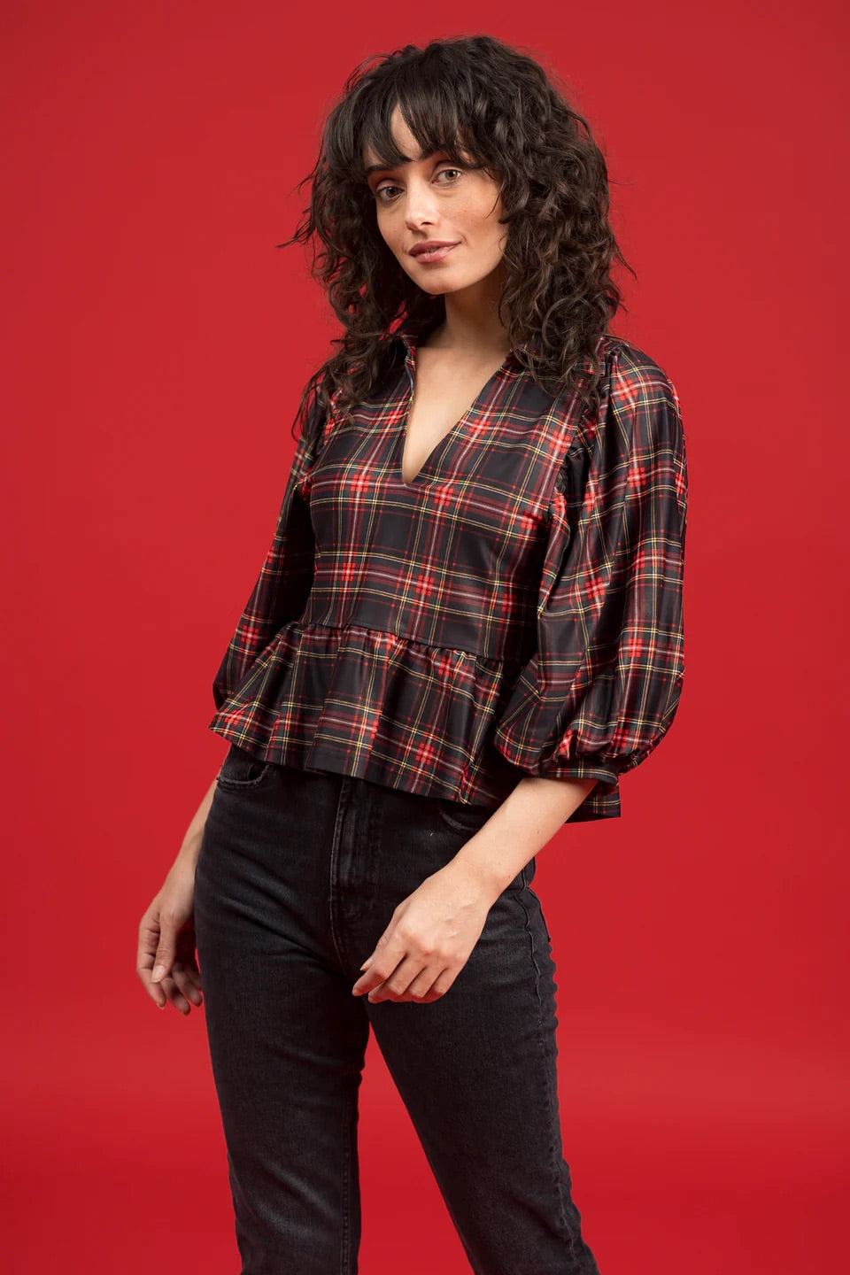 The Wren Top - Yuletide Plaid