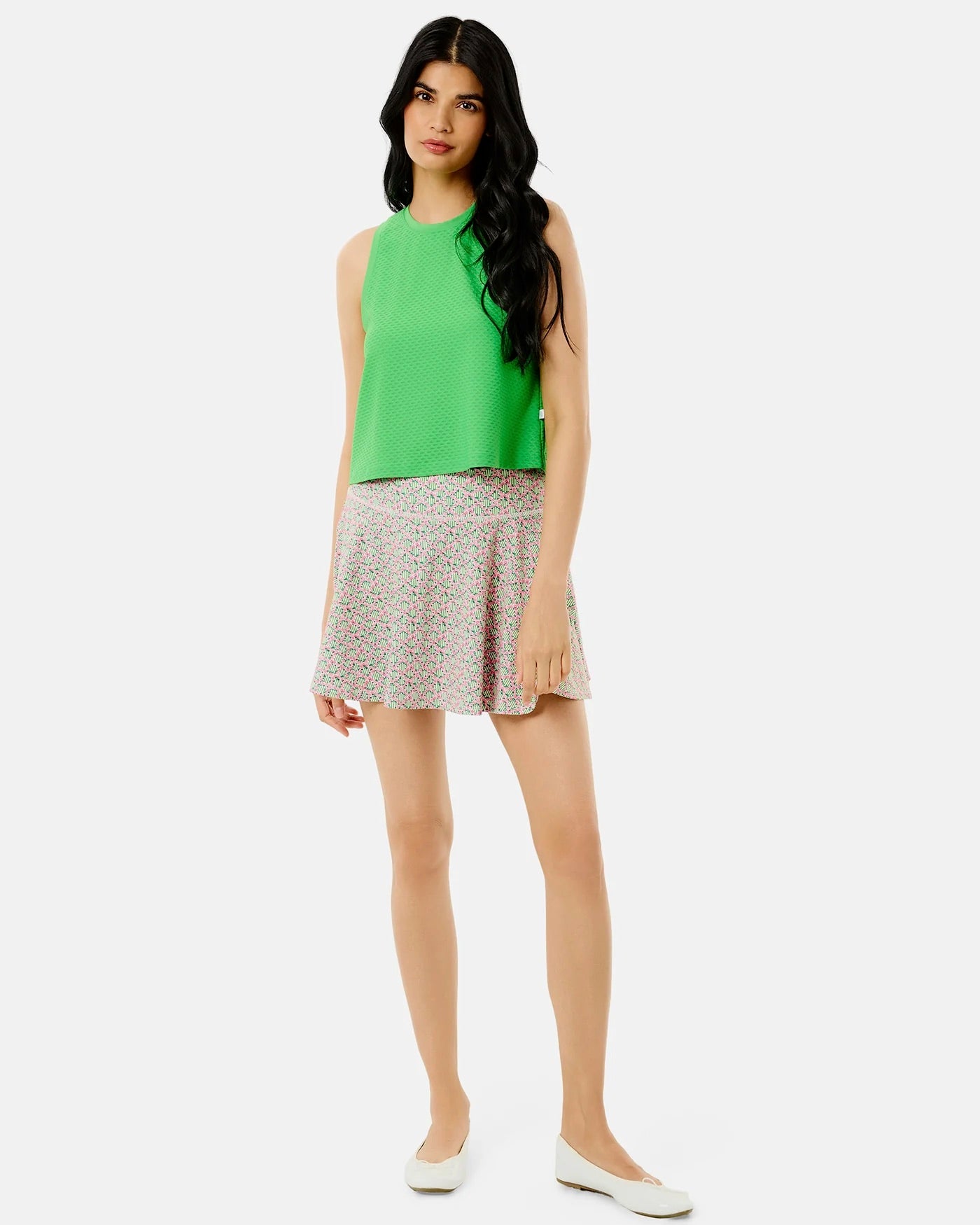 Addison Bay Everyother Day Tank in Key Lime, lightweight sleeveless workout top with bright lime color and breathable fabric.