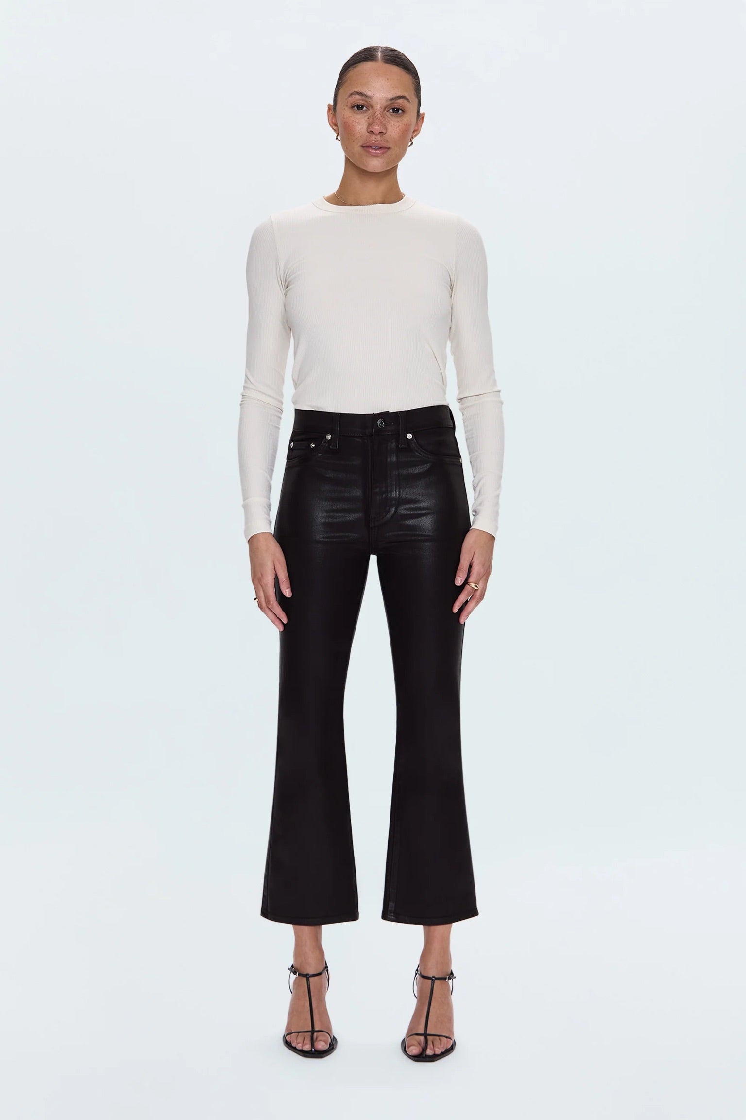Lennon High Rise Crop Boot Jean - Coated Mocha
