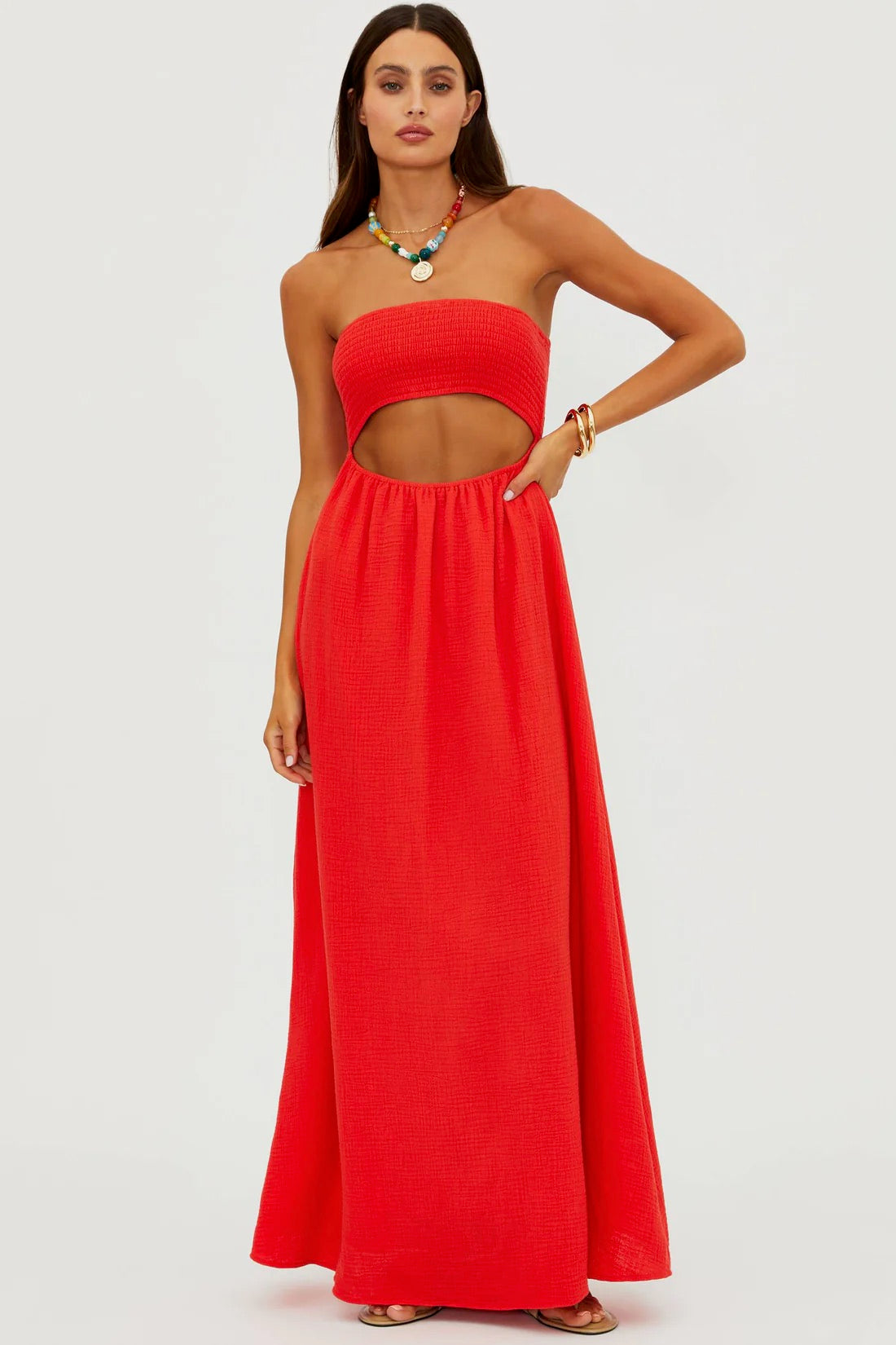 beach dresses for women with sleeves White Aqua Cotton Beach Dress – Lindsey Brown main image 1