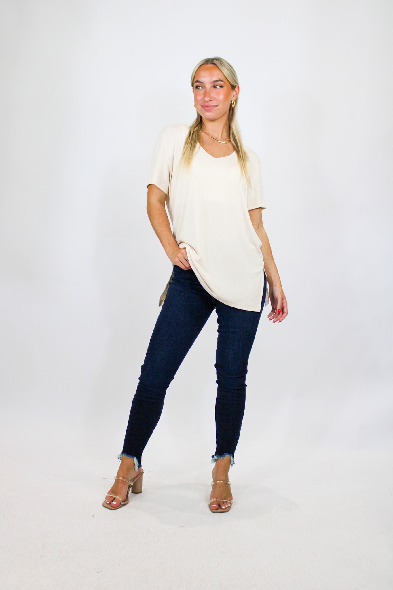 Super Soft Basic VNeck Tee Sand