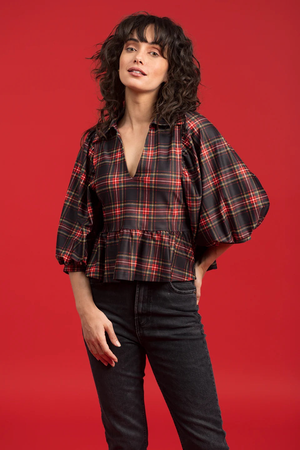 The Wren Top - Yuletide Plaid