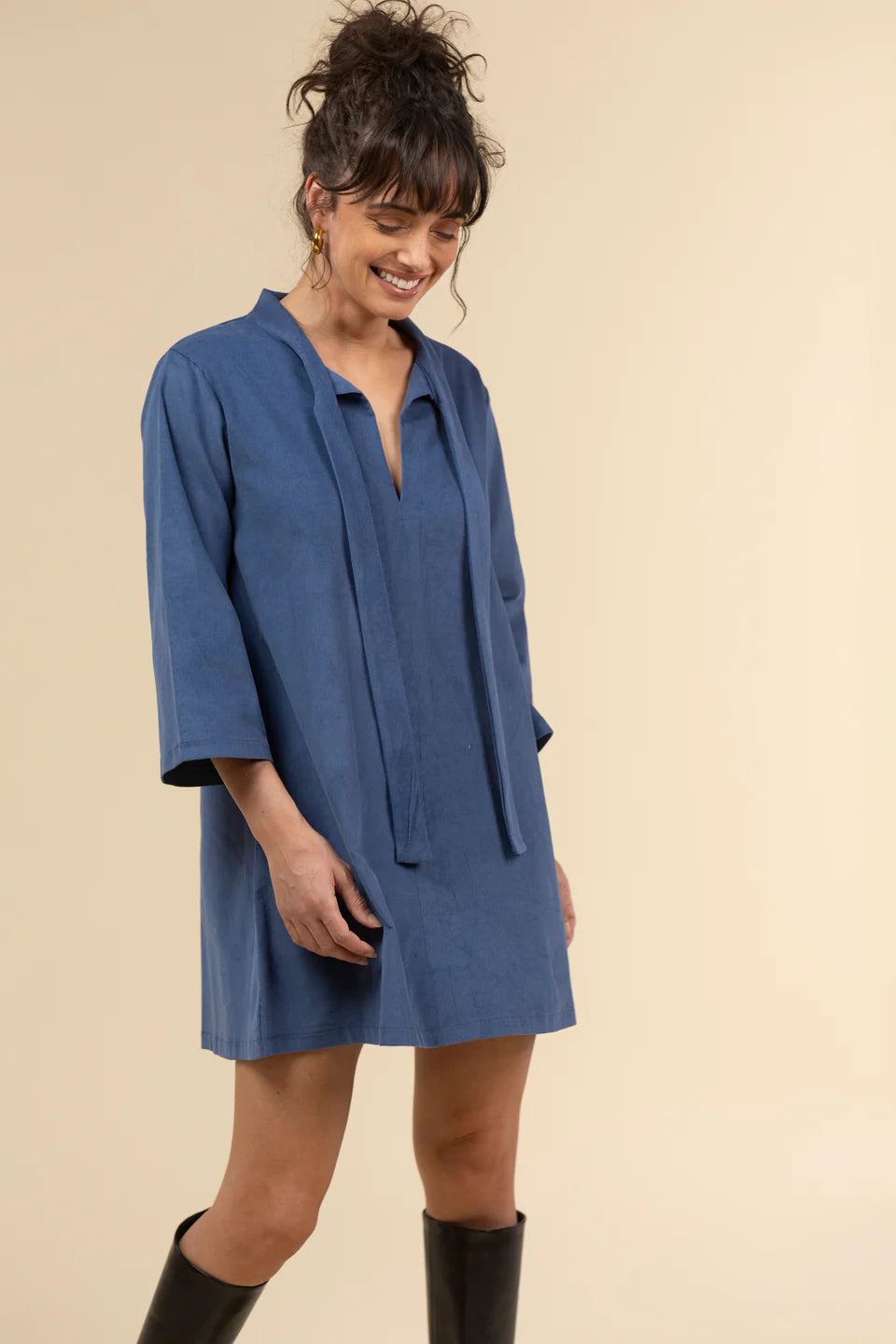 The Phoebe Corduroy Dress - Jean Blue
