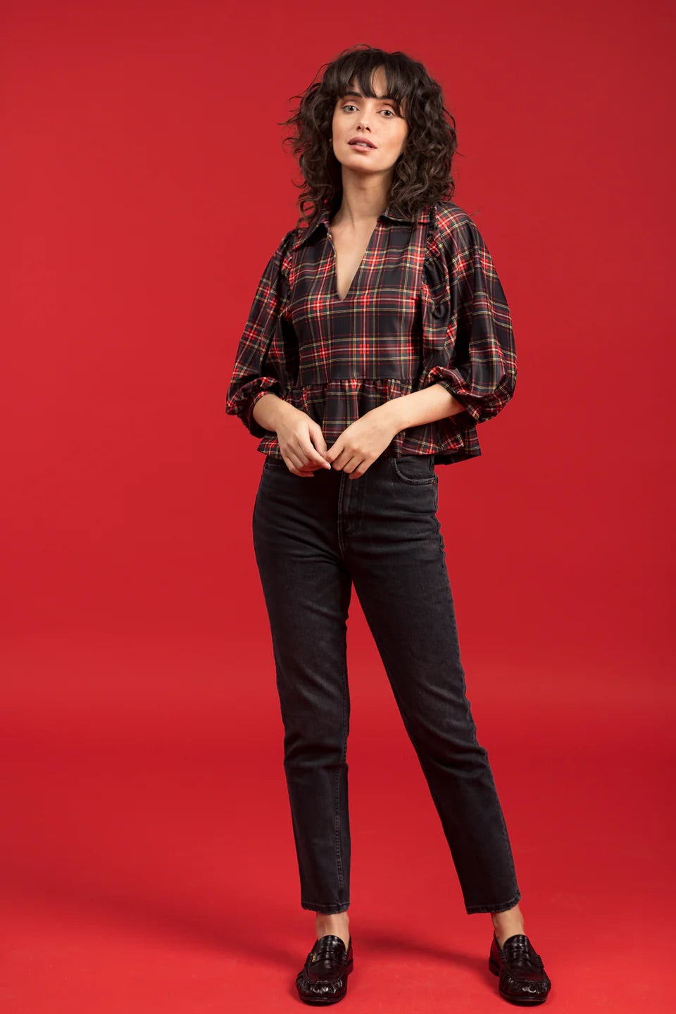 The Wren Top - Yuletide Plaid