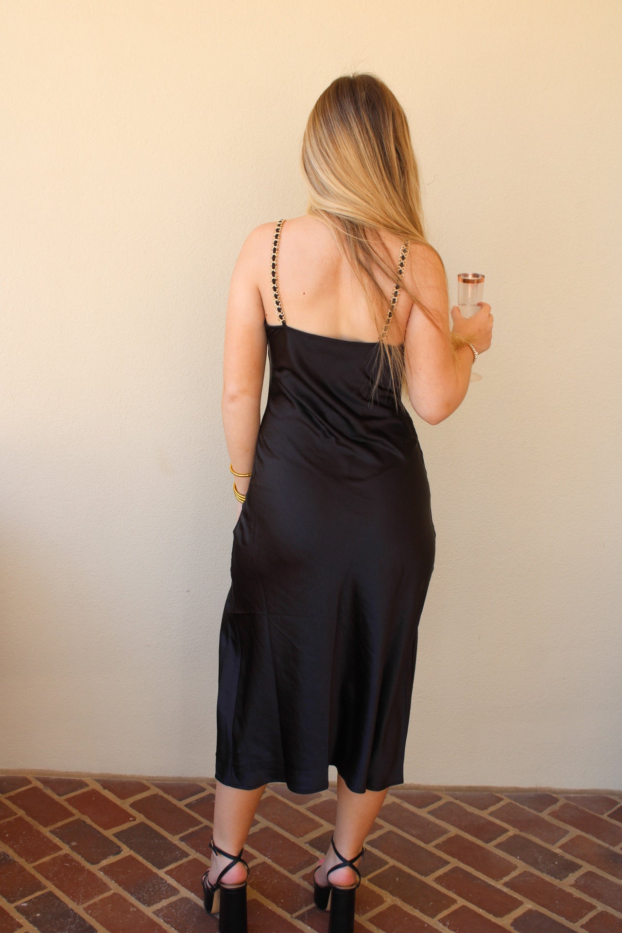 Chunky Chain Satin Slit Dress